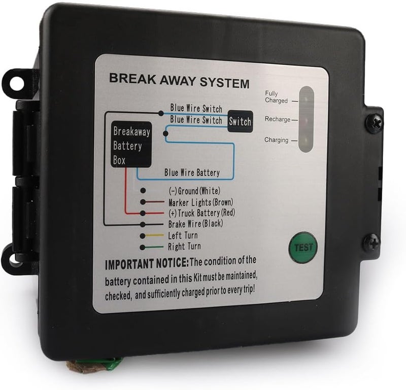 Rnigs 12V Trailer Breakaway Kit, Trailer Brake Controller with LED Test Light/Electric Break Away System- Electric Brake Control Kit for Easy Installation-Universal Waterproof Brake Controller (a Battery) - Image 2